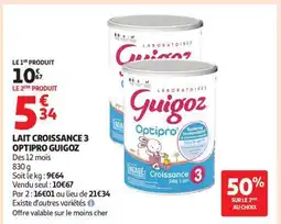 Auchan LAIT CROISSANCE 3 OPTIPRO GUIGOZ offre