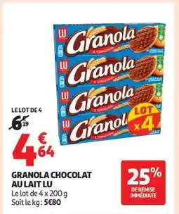 Auchan Granola Chocolat Au Lait Lu offre