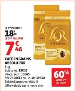 Auchan CAFÉ EN GRAINS ABSOLU L'OR offre