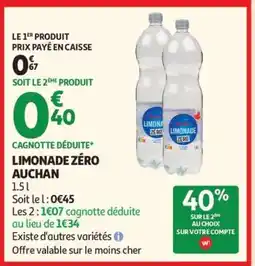 Auchan Limonade Zéro Auchan offre