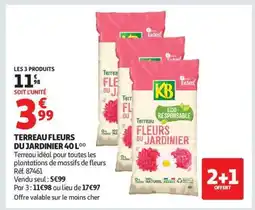 Auchan TERREAU FLEURS DU JARDINIER 40L offre