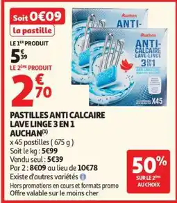 Auchan PASTILLES ANTI CALCAIRE LAVE LINGE 3 EN 1 AUCHAN offre