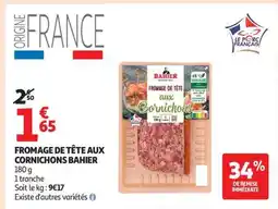 Auchan FROMAGE DE TÊTE AUX CORNICHONS BAHIER offre
