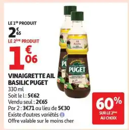 Auchan VINAIGRETTE AIL BASILIC PUGET offre