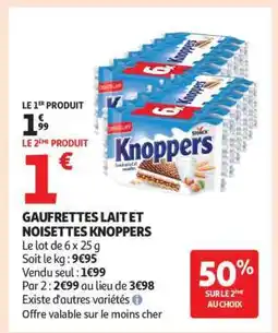 Auchan GAUFRETTES LAIT ET NOISETTES KNOPPERS offre