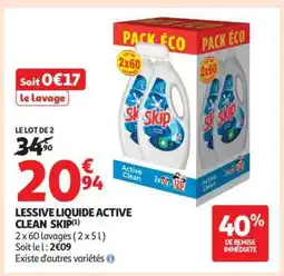 Auchan Lessive Liquide Active Clean Skip offre