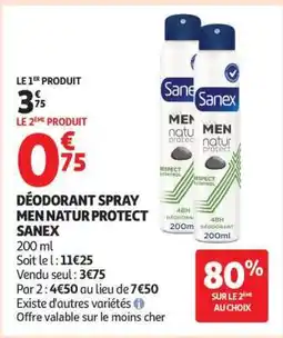 Auchan DÉODORANT SPRAY MEN NATUR PROTECT SANEX offre