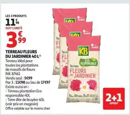 Auchan TERREAU FLEURS DU JARDINIER 40 L offre