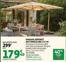 Auchan Parasol Déporté Rectangulaire 3 X 4 M offre