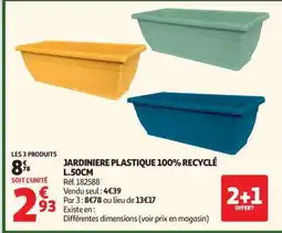 Auchan JARDINIERE PLASTIQUE 100% RECYCLÉ L.50CM offre