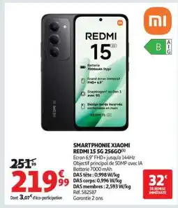 Auchan SMARTPHONE XIAOMI REDMI 15 5G 256GO offre