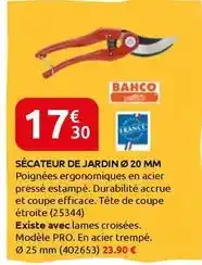 Rural Master Bahco - sécateur de jardin 20 mm offre