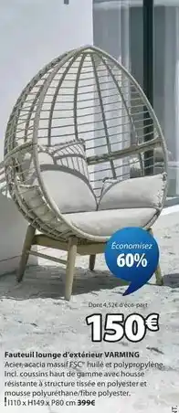 JYSK Fauteuil lounge d'extérieur offre