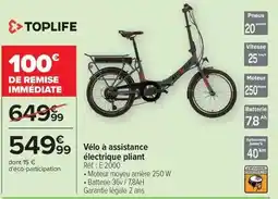 Carrefour Toplife - vélo à assistance électrique pliant offre