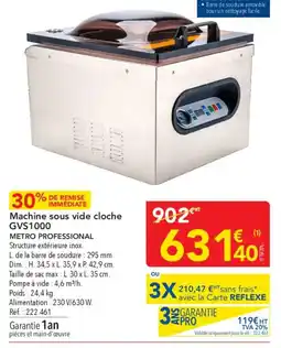 METRO Machine sous vide cloche gvs1000 metro professional offre