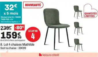 BUT Lot 4 chaises Mathilde offre