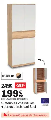 BUT Meuble à chaussures 4 portes 1 tiroir haut Best offre