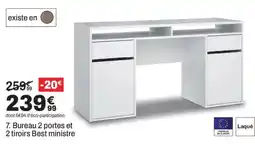 BUT Bureau 2 portes et 2 tiroirs Best ministre offre