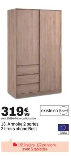 BUT Armoire 2 portes 3 tiroirs chêne Best offre