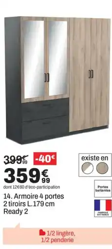 BUT Armoire 4 portes 2 tiroirs Ready 2 offre