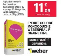 Chretien Matériaux Weber Enduit coloré monocouche weberpral f grains fins offre