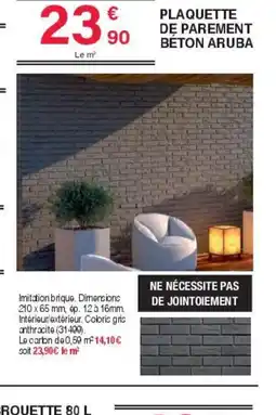 Chretien Matériaux Plaquette de parement beton aruba offre