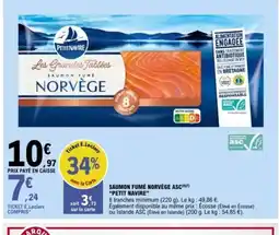 E.Leclerc PETIT NAVIRE Saumon fumé norvège asc offre
