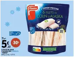 E.Leclerc FINDUS 6 filets de colin d'alaska msc surgelés offre