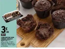 E.Leclerc 8 mini muffins cœur fondant chocolat noisettes offre