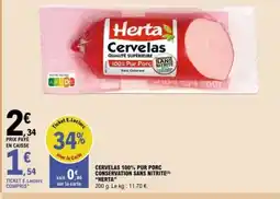 E.Leclerc HERTA Cervelas 100% pur porc conservation sans nitrite offre