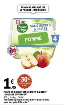 E.Leclerc DOUCEUR DU VERGER Purée de pomme sans sucres ajoutés offre