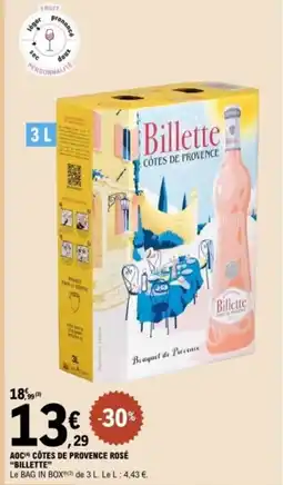 E.Leclerc BILLETTE Aoc côtes de provence rosé offre