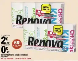 E.Leclerc RENOVA Essuie-tout insta rolls 4 rouleaux offre