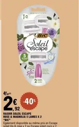 E.Leclerc BIC Rasoir soleil escape rose & magnolia 5 lames x 2 offre