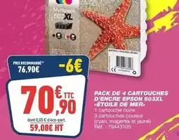 Bureau Vallée Epson - pack de 4 cartouches d'encre 603xl etoile de mer offre