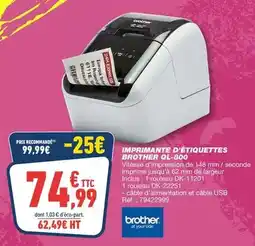 Bureau Vallée Brother - imprimante d'étiquettes ql-800 offre