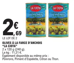 E.Leclerc Olives à la farce d'anchois la ciota offre
