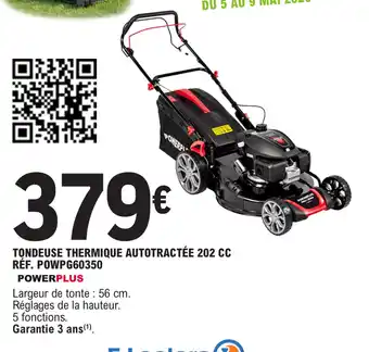 Tondeuse thermique autotractée 202 cc powerplus
