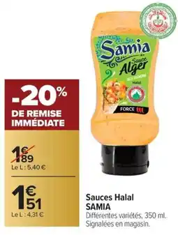 Carrefour Market Sauces halal samia offre