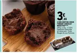 E.Leclerc 8 mini muffins coeur fondant chocolat noisettes offre