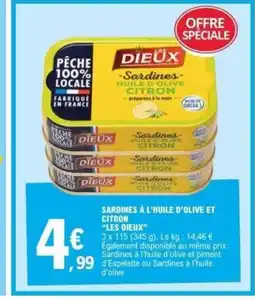 E.Leclerc LES DIEUX Sardines à l'huile d'olive et citron offre
