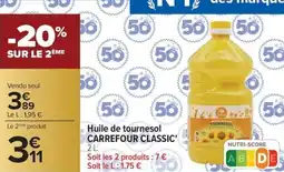 Carrefour Market Huile de tournesol carrefour classic offre