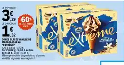 E.Leclerc EXTREME Cônes glacés vanille de madagascar x6 offre
