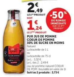 U Express Pur jus de pomme coeur de pomme 30% de sucre en moins offre