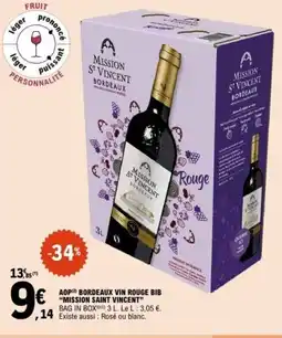 E.Leclerc MISSION SAINT VINCENT Aop bordeaux vin rouge bib offre
