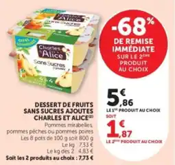 U Express Dessert de fruits sans sucres ajoutes charles et alice offre