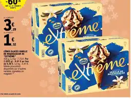 E.Leclerc EXTRÊME Cônes glacés vanille de madagascar x6 offre