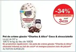 Monop' CHARLES & ALICE Pot de crème glacée Coco & stracciatella offre