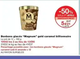 Monop' MAGNUM Bonbons glacés gold caramel billionnaire offre