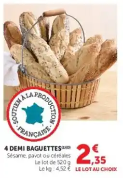 U Express 4 demi baguettes offre